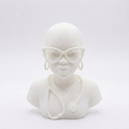 SUPERVALUECHOICE HCSEUA00072  Z-Unpainted Stethoscope Grey Scrubs African Medical Lady Resin Mold Base for Handmade DIY Jewelry Craft Supplies 2" × 2.7" × 0.5"