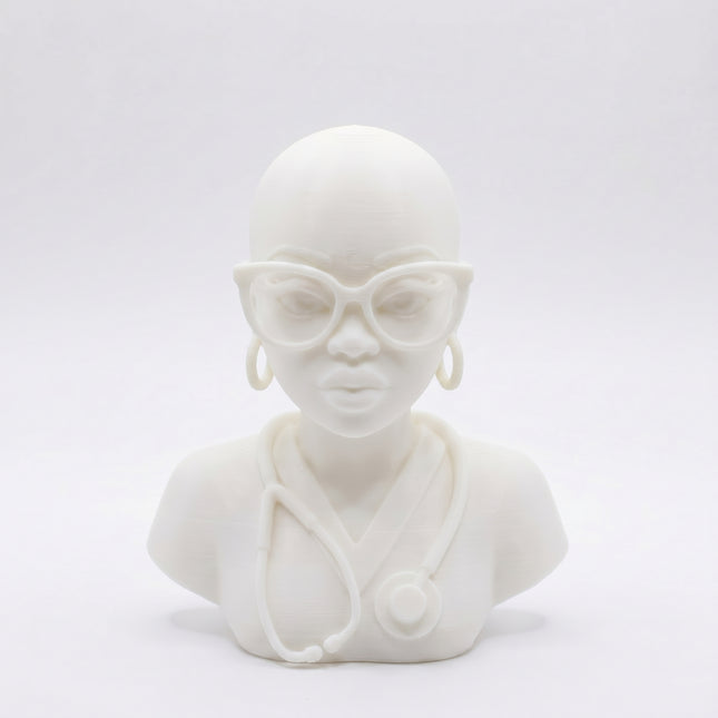 SUPERVALUECHOICE HCSEUA00072  Z-Unpainted Stethoscope Grey Scrubs African Medical Lady Resin Mold Base for Handmade DIY Jewelry Craft Supplies