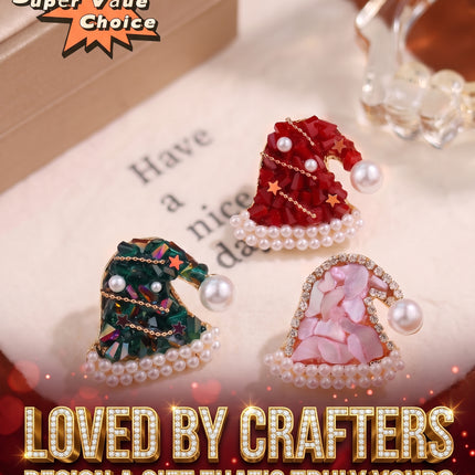 SUPERVALUECHOICE HCSESA00109 Elegant Christmas Santa Hat Brooch, Luxury Pearl & Crystal Holiday Pin, Delicate Festive Accessory & Creative Gift