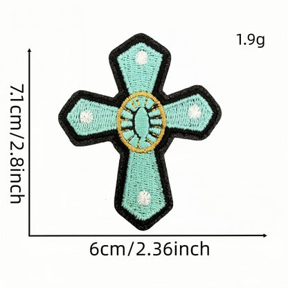 SUPERVALUECHOICE HCSEYSB00006 12 Pack Turquoise Western Cowgirl Iron On Patches Cow Skull Cowboy Hat Boot Cross Embroidered Appliques for Jacket Hat Backpack Clothing DIY Decor