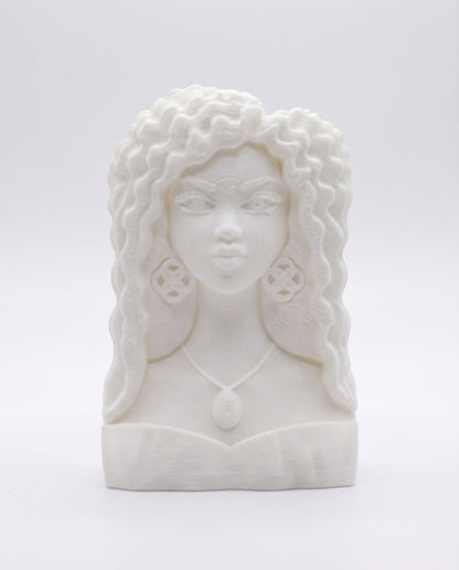 SUPERVALUECHOICE HCSEUA00026 Z-Blank Paintable Glitter Long Wavy Hair Black Woman Resin Blank, DIY Color Craft Blanks for Brooch & Keychain Making 2" × 2.7" × 0.5"