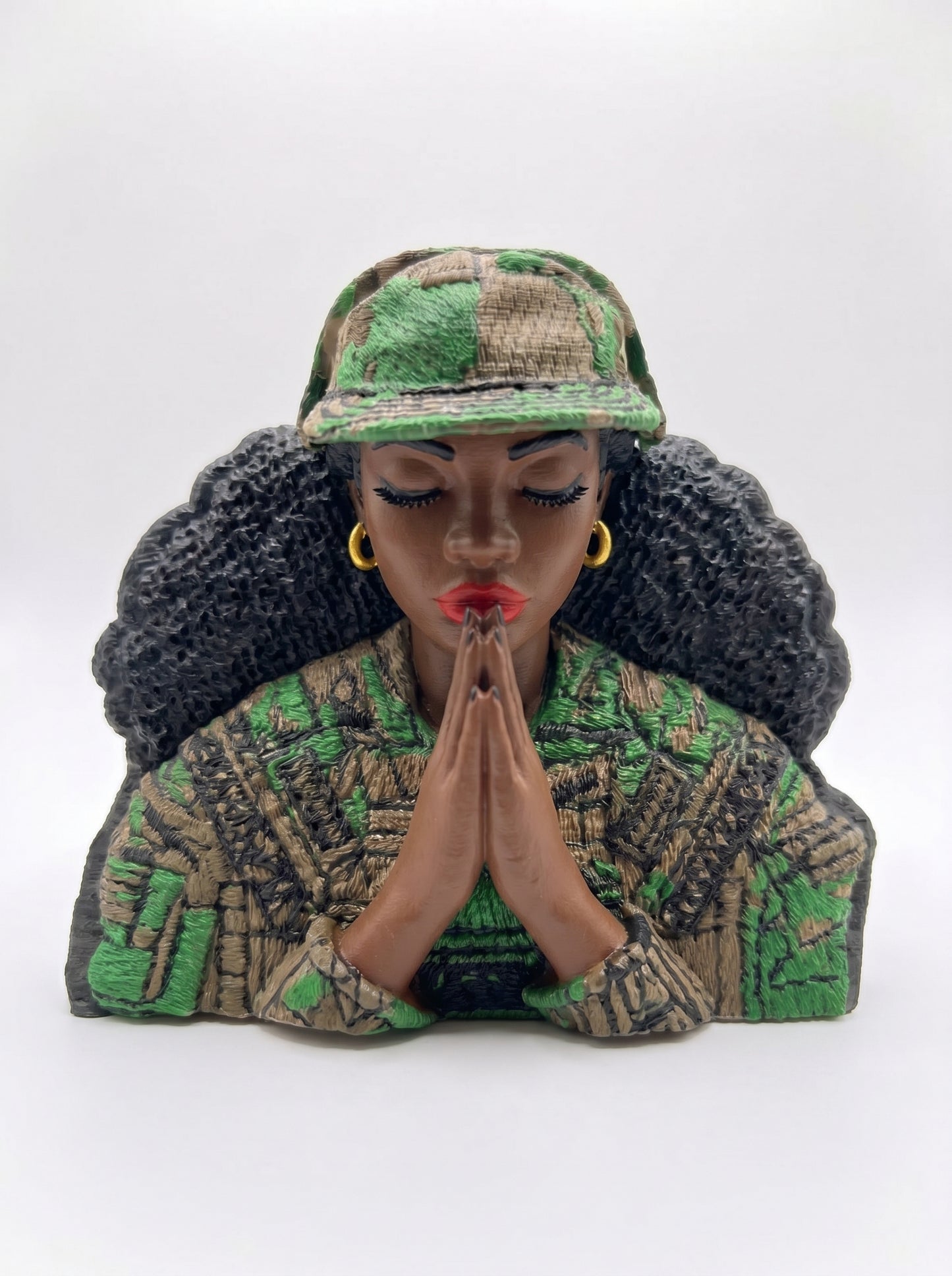 SUPERVALUECHOICE HCSEUA00012 Z-Blank Paintable Camo Praying Woman Resin, DIY Color Craft Blanks for Brooch & Keychain Making 2.6" × 2.1" × 0.5"