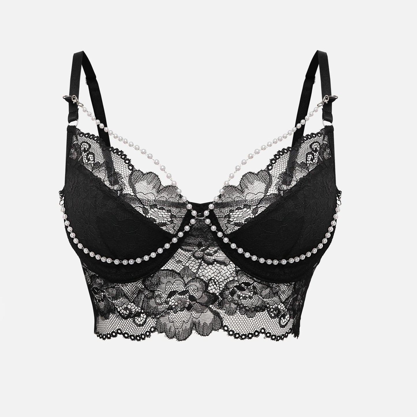 SVCT000087  Pearl chain design style French lace small halter top