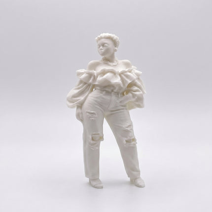 SUPERVALUECHOICE HCSEUA00013 Y-Blank Paintable Off Shoulder Ripped Jeans Lady Resin Blank, DIY Color Craft Blanks for Brooch & Keychain Making 3" × 1.6" × 1.2"