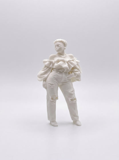 SUPERVALUECHOICE HCSEUA00013 Y-Blank Paintable Off Shoulder Ripped Jeans Lady Resin Blank, DIY Color Craft Blanks for Brooch & Keychain Making1.5" × 3" × 0.8"