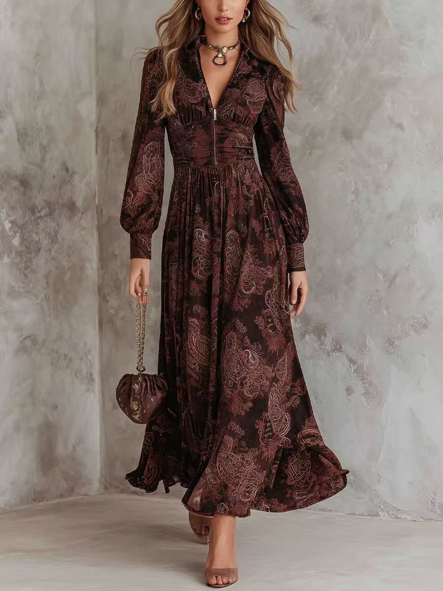 SUPERVALUECHOICE HCSEAA00038 Paisley Zip Maxi Dress