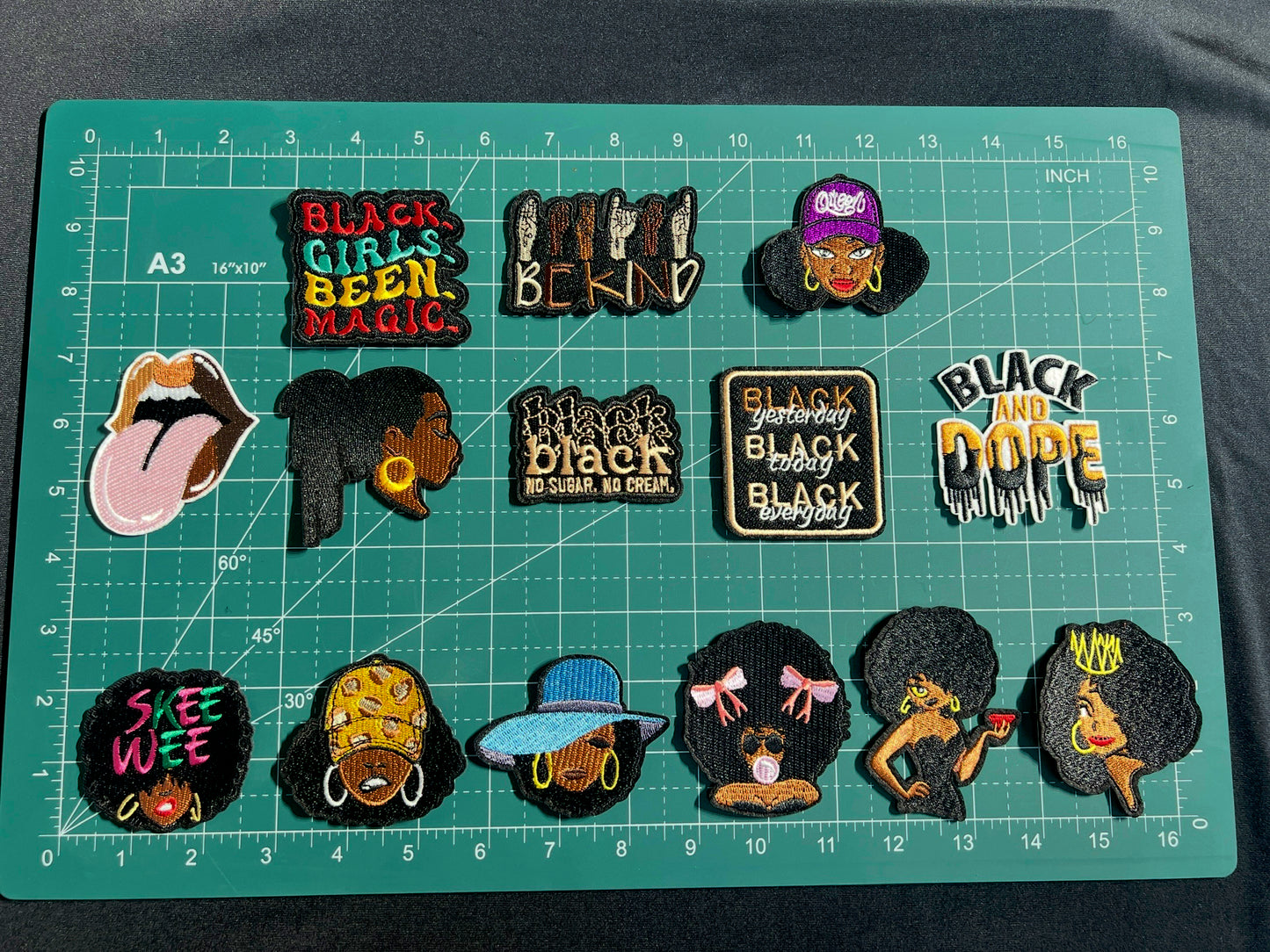 SUPERVALUECHOICE HCSEYB00108 15Pcs Black Girl Magic Themed Embroidered Iron On Patches Apparel DIY Sewing Decor Appliques