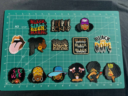 SUPERVALUECHOICE HCSEYB00108 15Pcs Black Girl Magic Themed Embroidered Iron On Patches Apparel DIY Sewing Decor Appliques