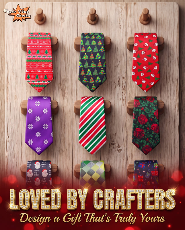 SUPERVALUECHOICE HCSEZE00001 Christmas Print Tie – Festive Holiday Necktie