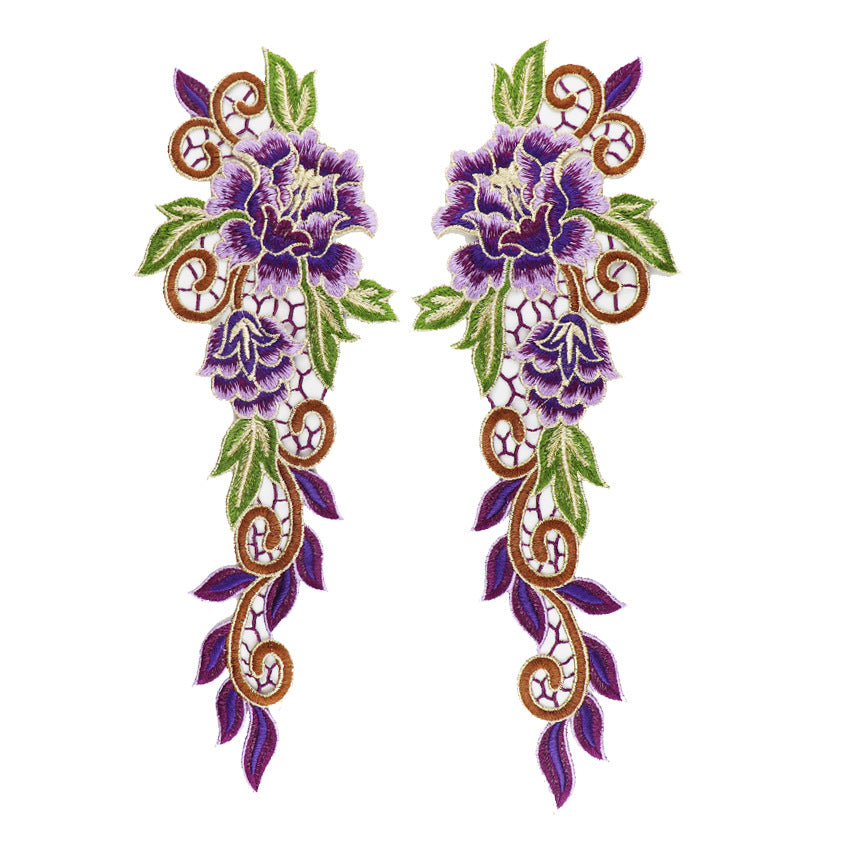 SUPERVALUECHOICE HCSEYB00077 Pair of Floral Embroidery Patches Matching Set 5.51'' X 14.17''