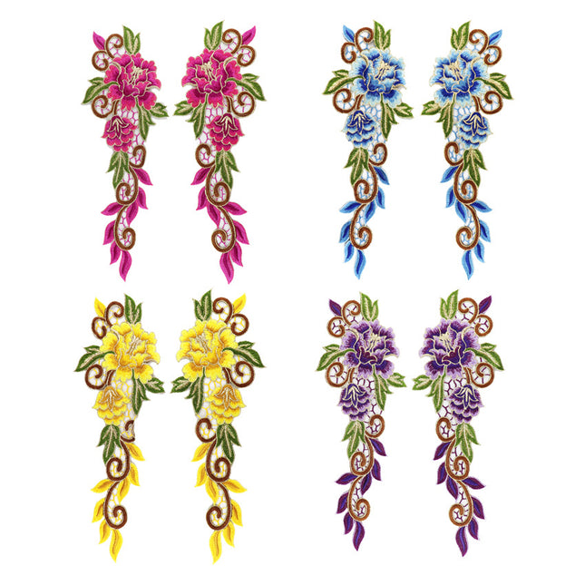 SUPERVALUECHOICE HCSEYB00077 Pair of Floral Embroidery Patches Matching Set 5.51'' X 14.17''