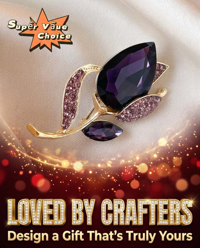 SUPERVALUECHOICE HCSESA00113 Vintage Luxury Purple Crystal Tulip Flower Brooches 1.22in×2.2in
