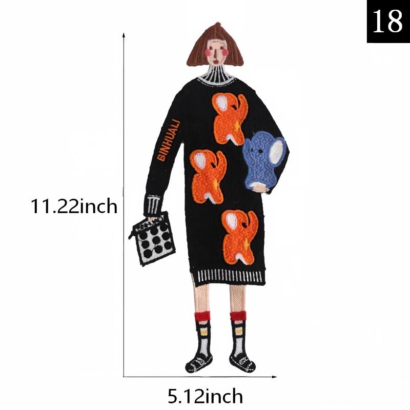 SUPERVALUECHOICE HCSEYSB00106 Stylish Cartoon Fashion Girl Embroidered Iron On Patches Clothing DIY Decor Appliques