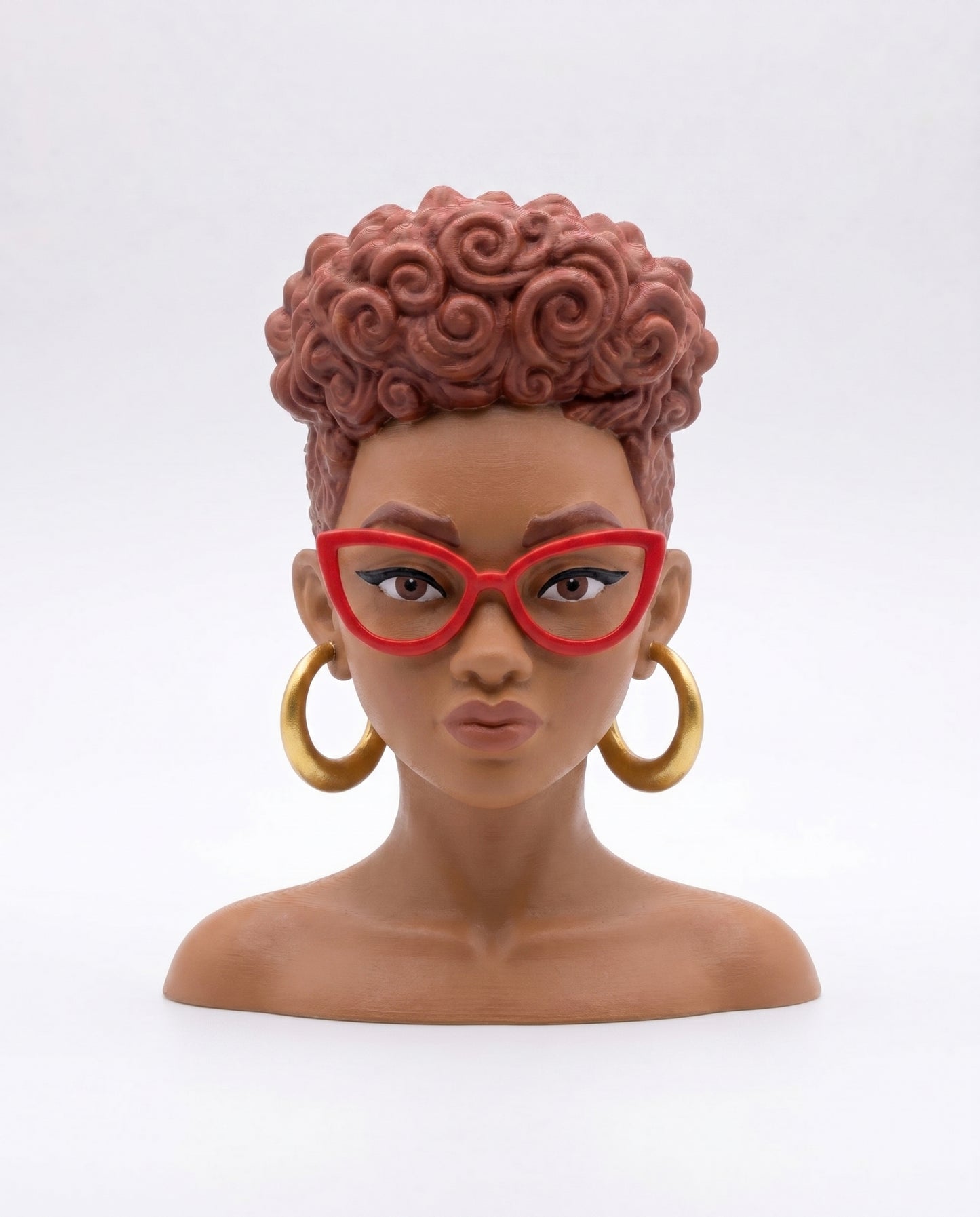 SUPERVALUECHOICE HCSEUA00044  Z-Paint Your Own Natural Coils Black Female Head Sculpture Blank Customizable DIY Accessory Base  2" × 3" × 0.6"