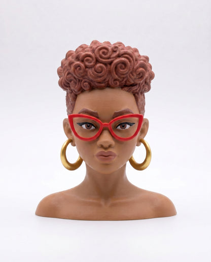 SUPERVALUECHOICE HCSEUA00044  Z-Paint Your Own Natural Coils Black Female Head Sculpture Blank Customizable DIY Accessory Base  2" × 3" × 0.6"