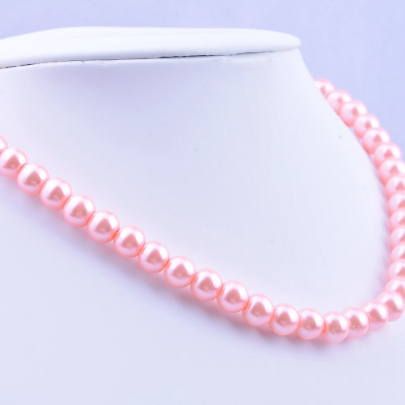 SUPERVALUECHOICE HCSEN00002 Multicolor Round Pearl Choker Necklace Classic Single Strand Beaded Necklace for Women Daily Wedding Jewelry