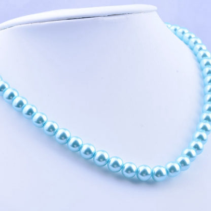 SUPERVALUECHOICE HCSEN00002 Multicolor Round Pearl Choker Necklace Classic Single Strand Beaded Necklace for Women Daily Wedding Jewelry