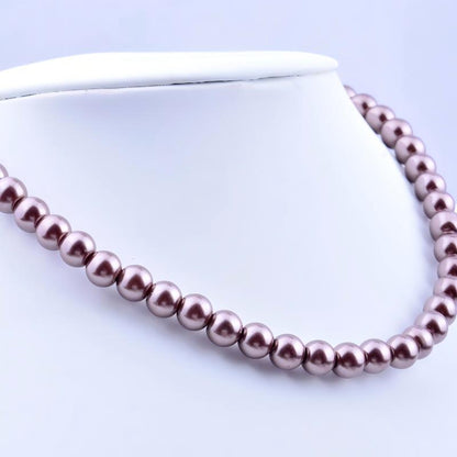 SUPERVALUECHOICE HCSEN00002 Multicolor Round Pearl Choker Necklace Classic Single Strand Beaded Necklace for Women Daily Wedding Jewelry