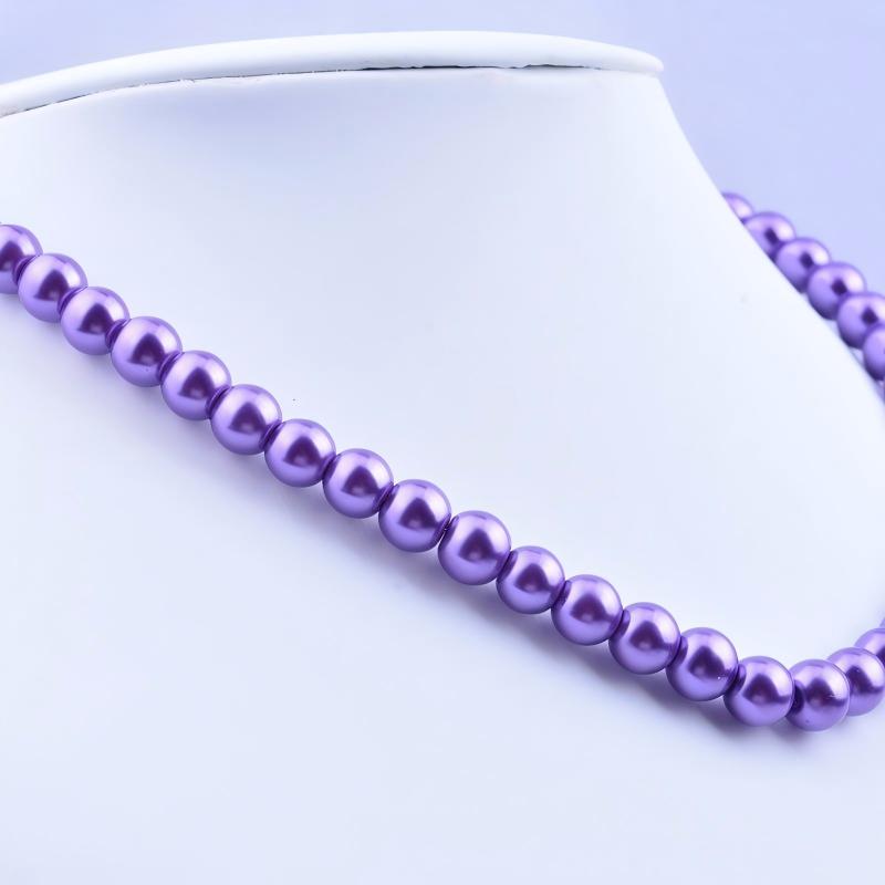 SUPERVALUECHOICE HCSEN00002 Multicolor Round Pearl Choker Necklace Classic Single Strand Beaded Necklace for Women Daily Wedding Jewelry