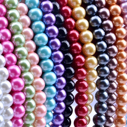 SUPERVALUECHOICE HCSEN00002 Multicolor Round Pearl Choker Necklace Classic Single Strand Beaded Necklace for Women Daily Wedding Jewelry