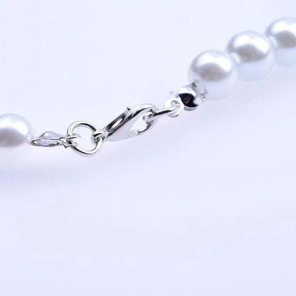 SUPERVALUECHOICE HCSEN00002 Multicolor Round Pearl Choker Necklace Classic Single Strand Beaded Necklace for Women Daily Wedding Jewelry
