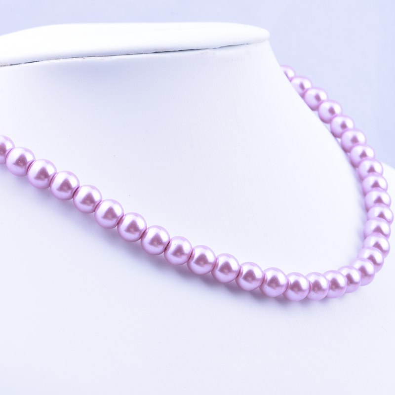 SUPERVALUECHOICE HCSEN00002 Multicolor Round Pearl Choker Necklace Classic Single Strand Beaded Necklace for Women Daily Wedding Jewelry
