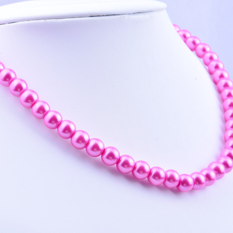 SUPERVALUECHOICE HCSEN00002 Multicolor Round Pearl Choker Necklace Classic Single Strand Beaded Necklace for Women Daily Wedding Jewelry