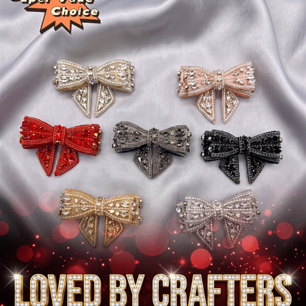 SUPERVALUECHOICE CHRISTMAS HCSEYD00053 Rhinestone Bows of DIY Project, clothing, bridal, Shoes and Accessories Rhinestone Appliques 3.54in× 2.56in
