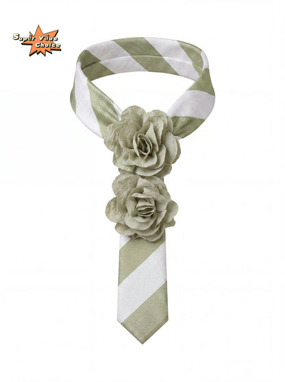 SUPERVALUECHOICE HCSEZA00002 Green Striped Floral Bow Tie