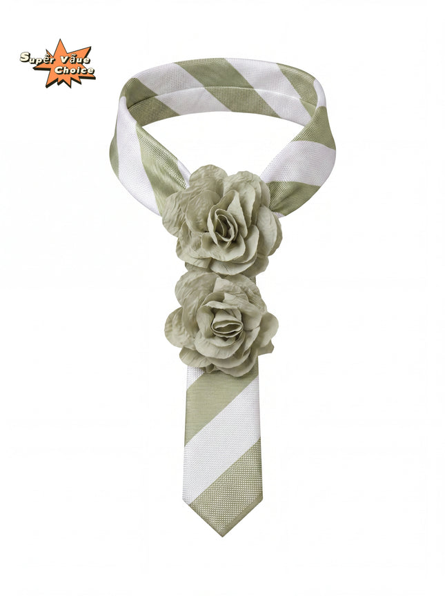 SUPERVALUECHOICE HCSEZA00002 Green Striped Floral Bow Tie