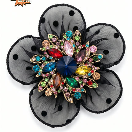 SUPERVALUECHOICE HCSESA00005 Black Polka-Dot Flower Brooch