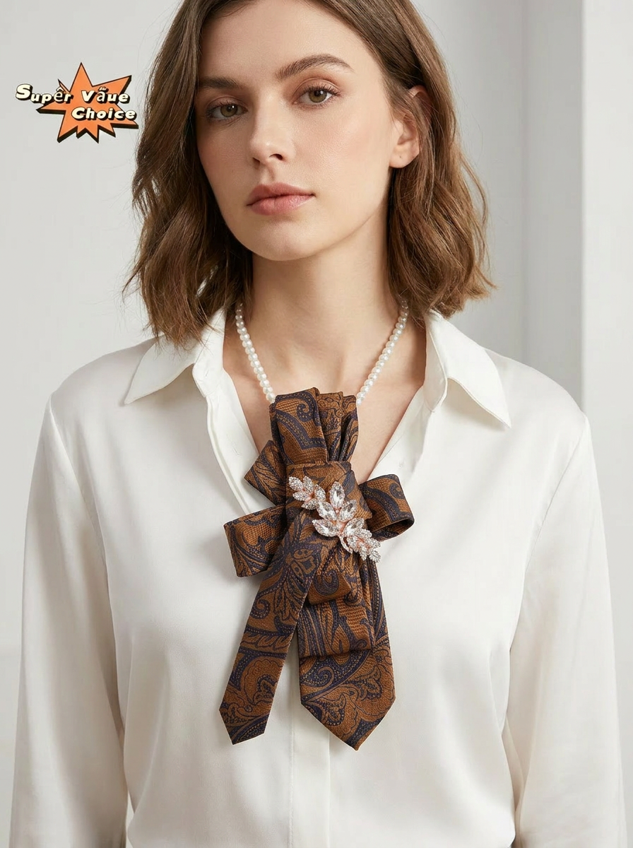 SUPERVALUECHOICE HCSEZA00032 Crystal Leaf Vintage Print Necktie