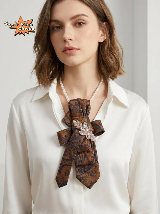 SUPERVALUECHOICE HCSEZA00032 Crystal Leaf Vintage Print Necktie