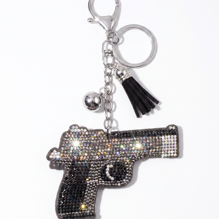 SUPERVALUECHOICE HCSESA00042 Rhinestone Gun Keychain & Brooch Sparkly Accessory