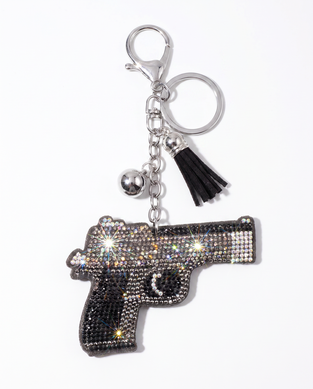 SUPERVALUECHOICE HCSESA00042 Rhinestone Gun Keychain & Brooch Sparkly Accessory