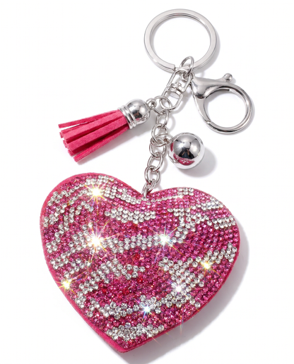 SUPERVALUECHOICE HCSESA00044 Sparkly Rhinestone Heart Bow Keychain Brooch