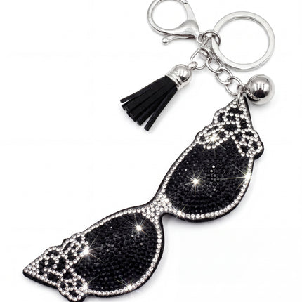 SUPERVALUECHOICE HCSESA00028 Bling Sunglasses Shape Brooch Pin & Keyring with Tassel