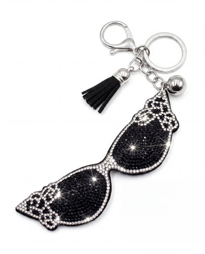 SUPERVALUECHOICE HCSESA00028 Bling Sunglasses Shape Brooch Pin & Keyring with Tassel