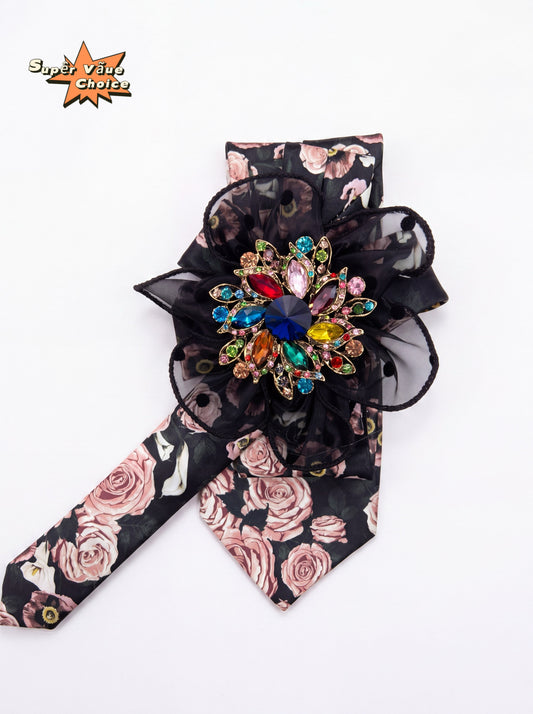 SUPERVALUECHOICE HCSEZA00004 Black Floral Bow Tie