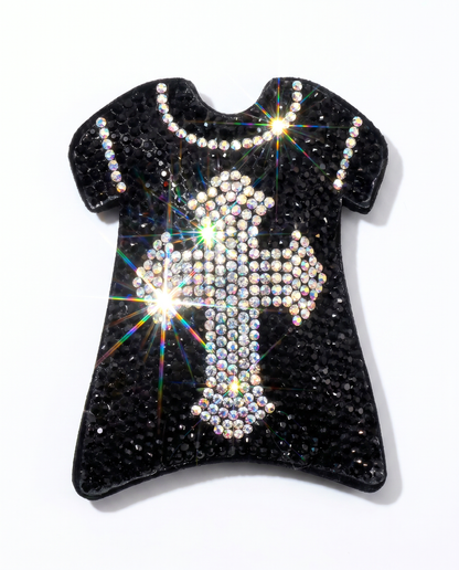 SUPERVALUECHOICE HCSESA00046 Sparkly Rhinestone Cross T-shirt Keychain & Brooch