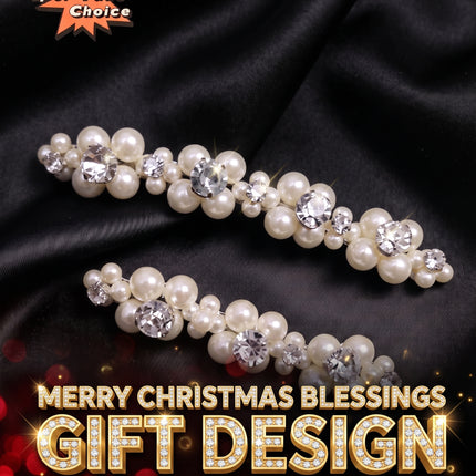 SUPERVALUECHOICE CHRISTMAS HCSEYD00050 Hand Beaded Clothing Applique, Faux Pearl Rhinestone Beaded Trim, DIY Sew On Garment Embellishment