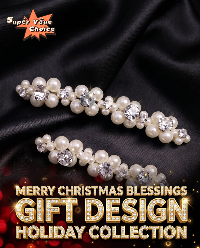 SUPERVALUECHOICE CHRISTMAS HCSEYD00050 Hand Beaded Clothing Applique, Faux Pearl Rhinestone Beaded Trim, DIY Sew On Garment Embellishment