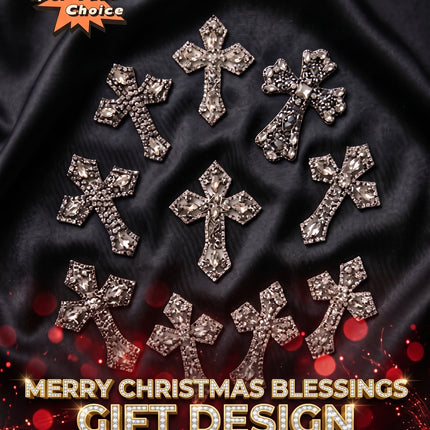 SUPERVALUECHOICE CHRISTMAS HCSEYD00044 Handmade Rhinestone Faith Symbol Applique, Hotfix Backed Crystal Beaded Patch for Christmas Holiday Garment, Formal Dress & Costume Embellishment