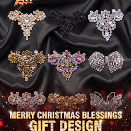 SUPERVALUECHOICE HCSEYD00042 Handmade Rhinestone Applique, Crystal Beaded Patch for Wedding Dress, Evening Gown, Costume DIY Sew On Embellishment