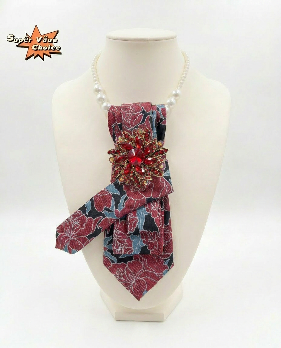 SUPERVALUECHOICE HCSEZA00036 Gemstone Flower Decorative Necktie - Perfect for Weddings & Banquets