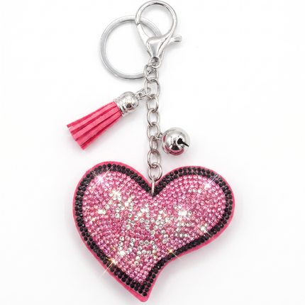SUPERVALUECHOICE HCSESA00041 Crystal Pink Heart Keychain and Brooch Multifunctional Bag Charm