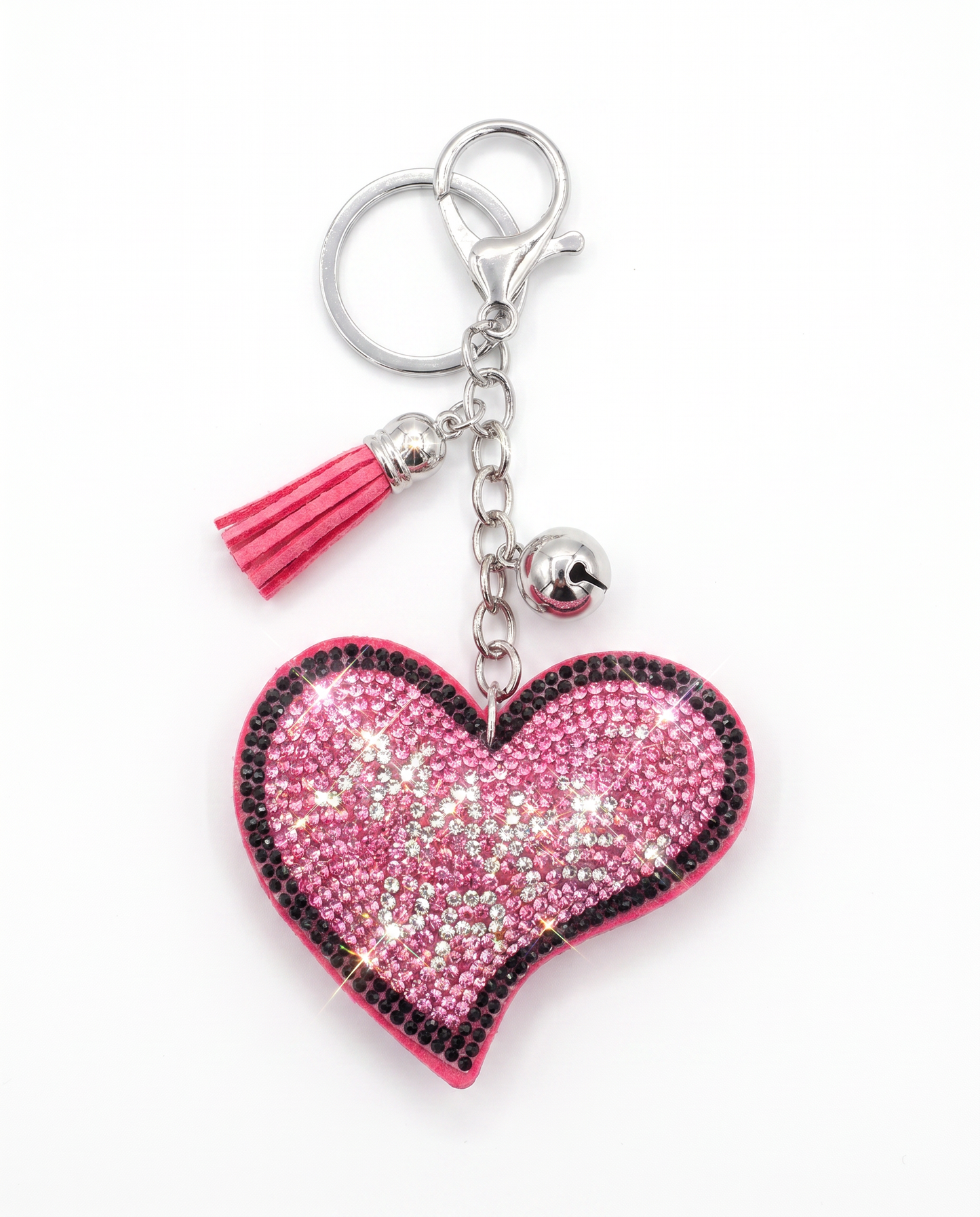 SUPERVALUECHOICE HCSESA00041 Crystal Pink Heart Keychain and Brooch Multifunctional Bag Charm