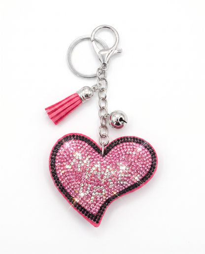 SUPERVALUECHOICE HCSESA00041 Crystal Pink Heart Keychain and Brooch Multifunctional Bag Charm