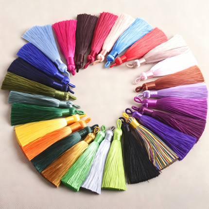 SUPERVALUECHOICE HCSEYE00013 3.15in Silky Short Tassel Charms, Multi-Color Handmade DIY Craft Tassels