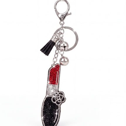 SUPERVALUECHOICE HCSESA00034 Rhinestone Lipstick Keychain & Brooch Sparkly Accessory
